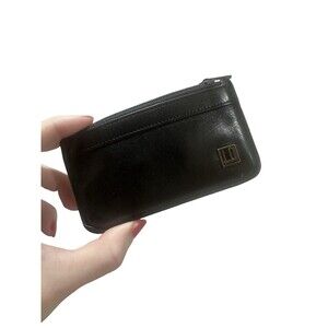 Dunhill Black Leather Zipper Pouch Wallet Unisex